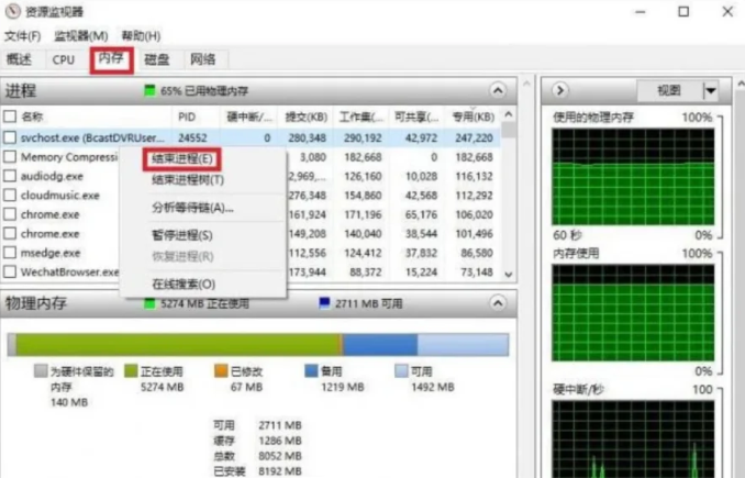 结束占用过高的进程