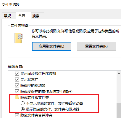 通过文件夹选项显示
