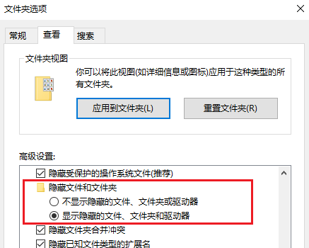 文件夹选项显示