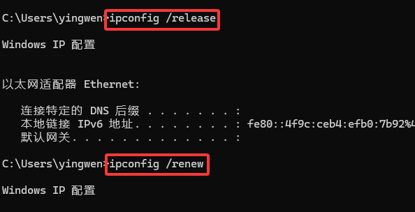 重新获取IP地址