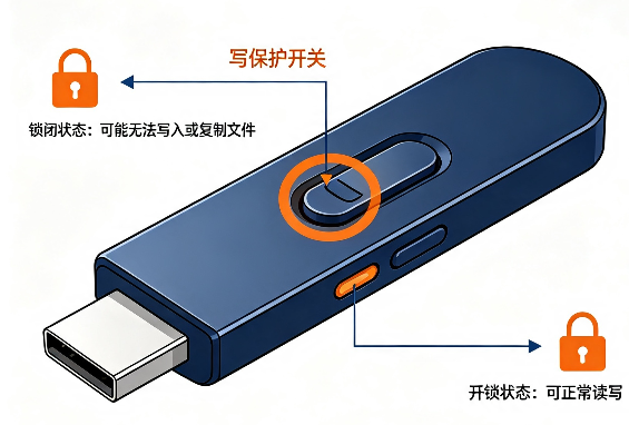 检查U盘写保护开关