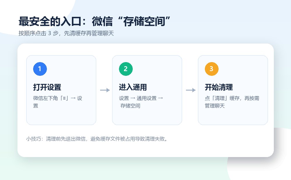 电脑版微信清理入口:设置-通用设置-存储空间三步操作