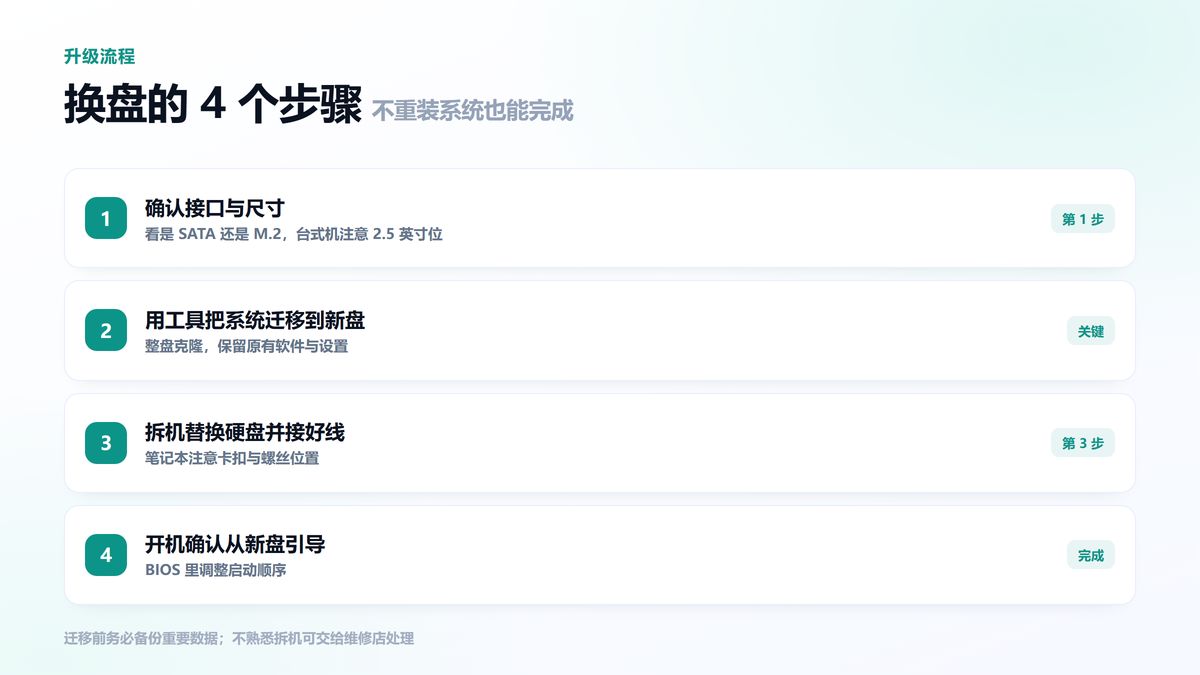 不重装系统更换固态硬盘的四个步骤
