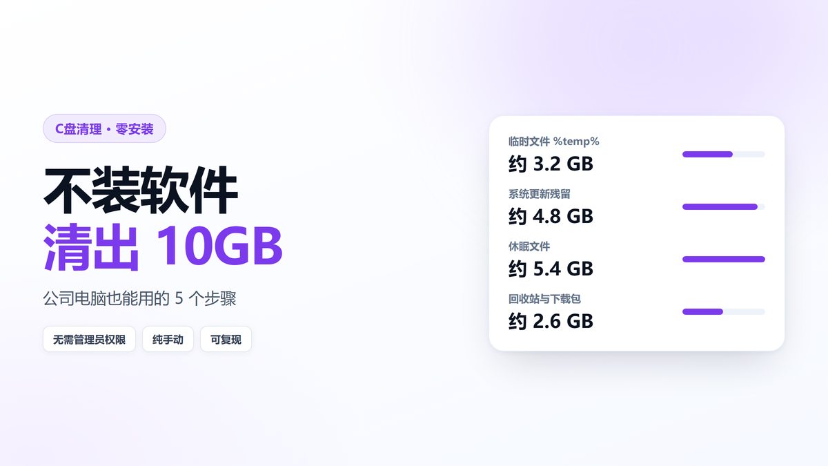 不装软件清理C盘 四个位置可释放空间统计