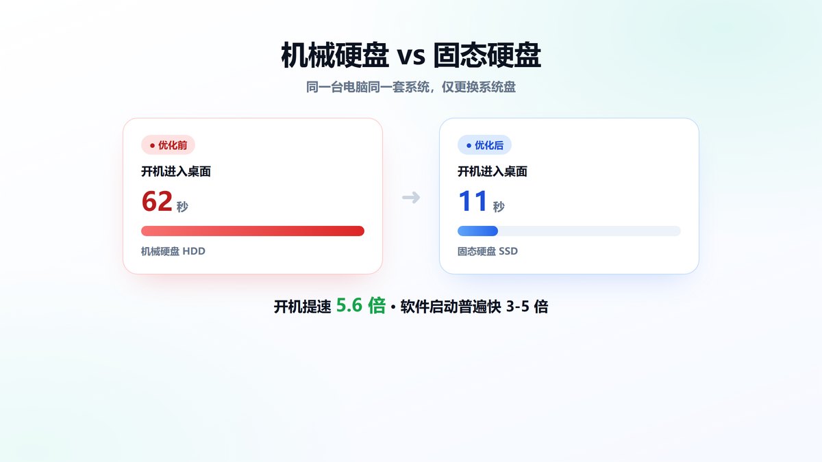 机械硬盘与固态硬盘开机时间对比 62秒缩短到11秒