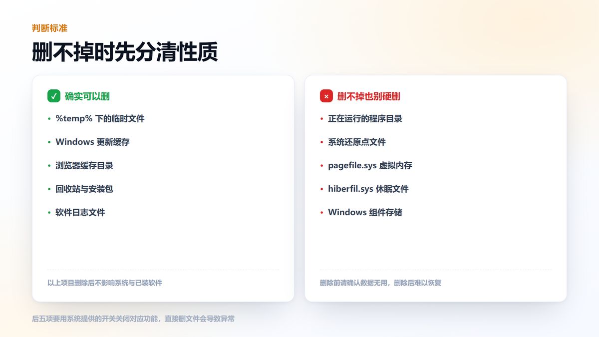 C盘文件能否删除的判断标准 可删与不可删清单