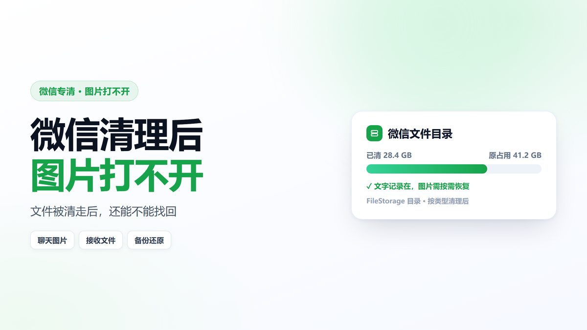 微信清理后图片打不开 微信文件目录占用示意图