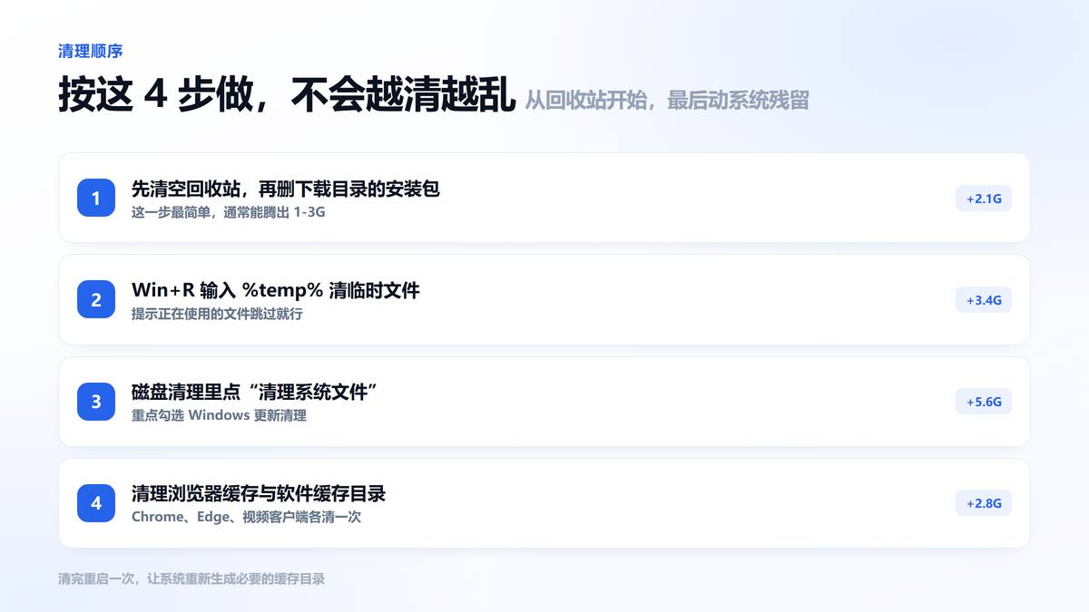 清理C盘垃圾的四个步骤 从回收站到清理系统文件