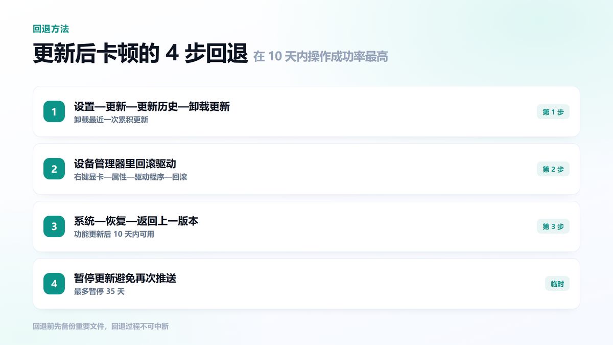 系统更新后卡顿的四步回退方法