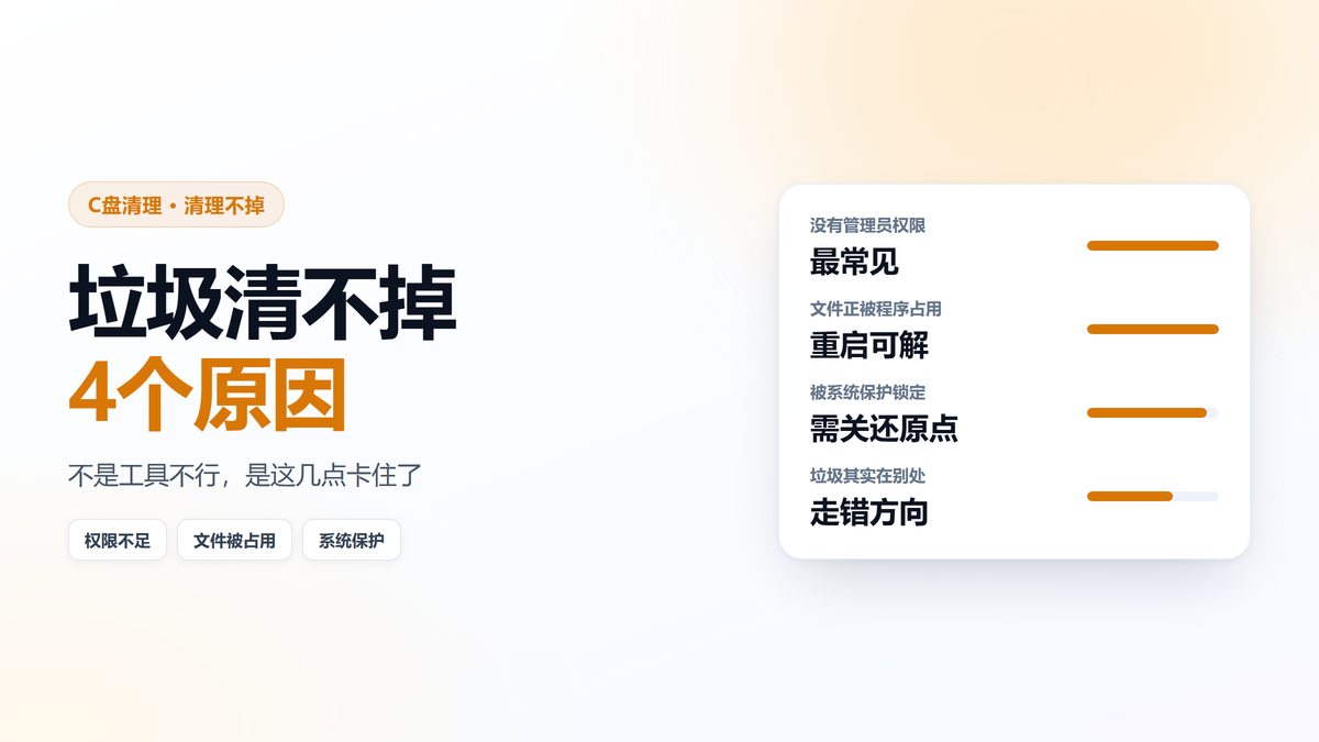 C盘垃圾清理不掉 四个常见原因数据图