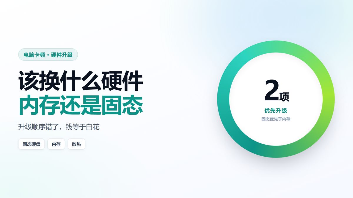 电脑卡顿换什么硬件 内存与固态优先升级示意图