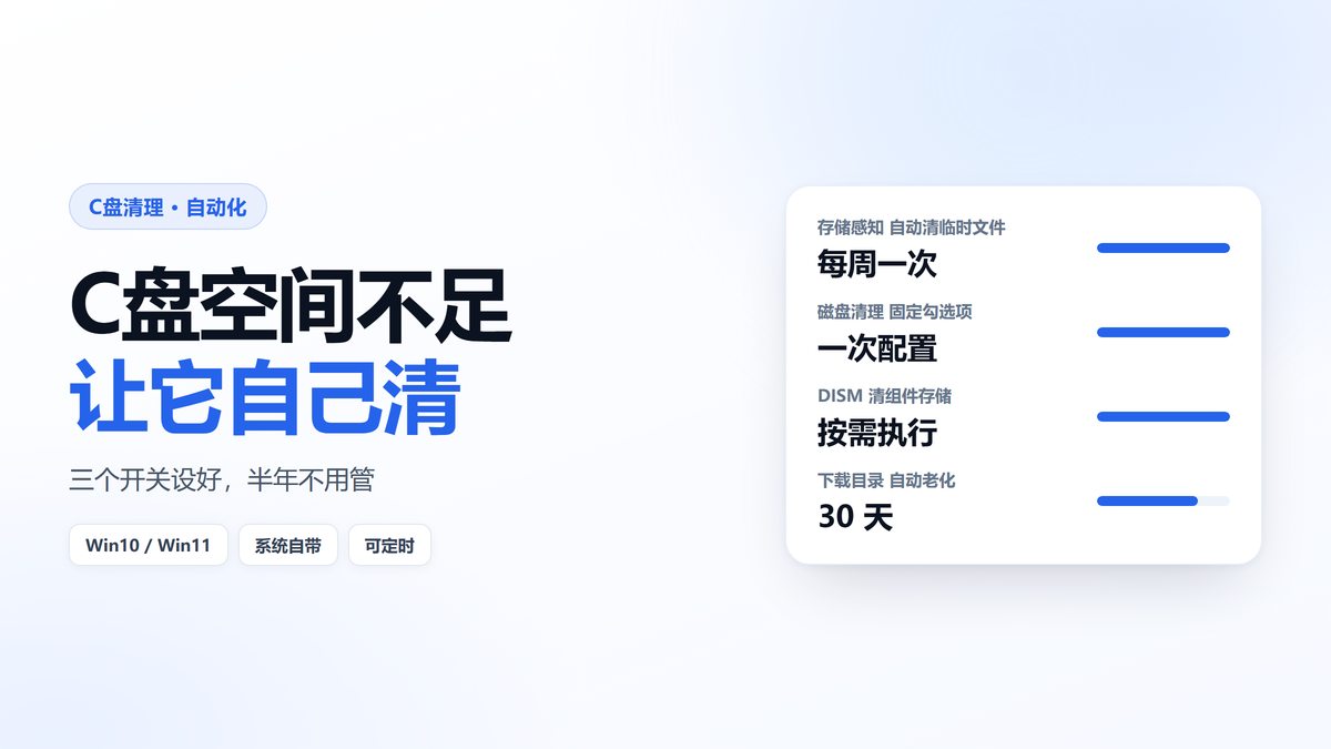 C盘自动清理三项设置示意图 存储感知与DISM