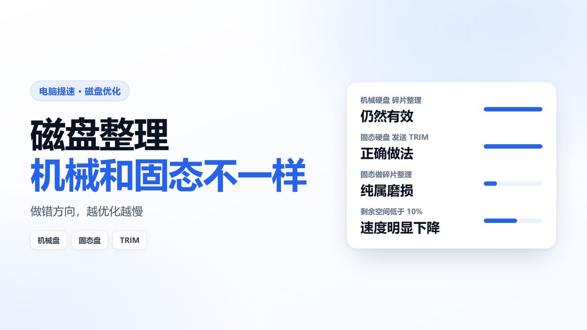 机械硬盘与固态硬盘优化方式对比示意图