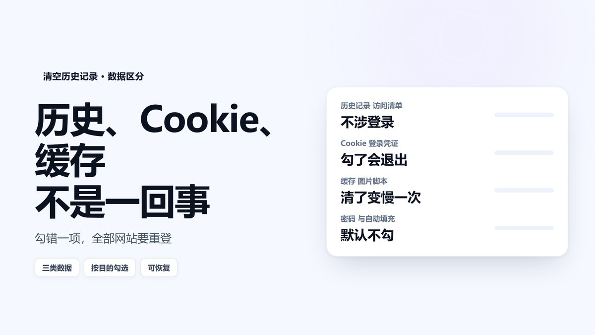 历史记录Cookie缓存三类数据区别示意图