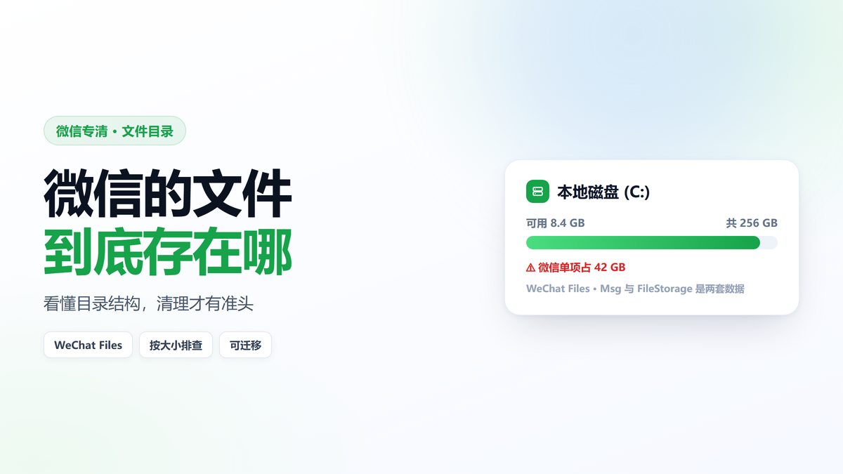 C盘微信文件夹占用42GB示意图 WeChat Files目录结构