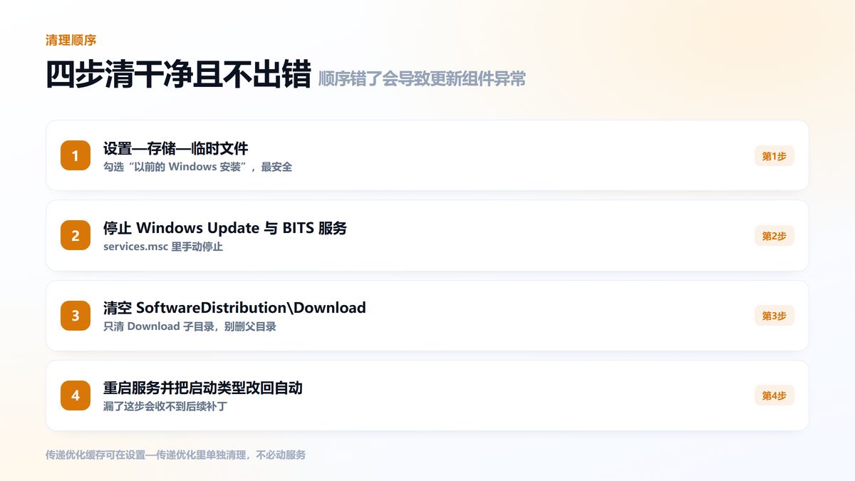 清理Windows更新缓存的四个步骤图