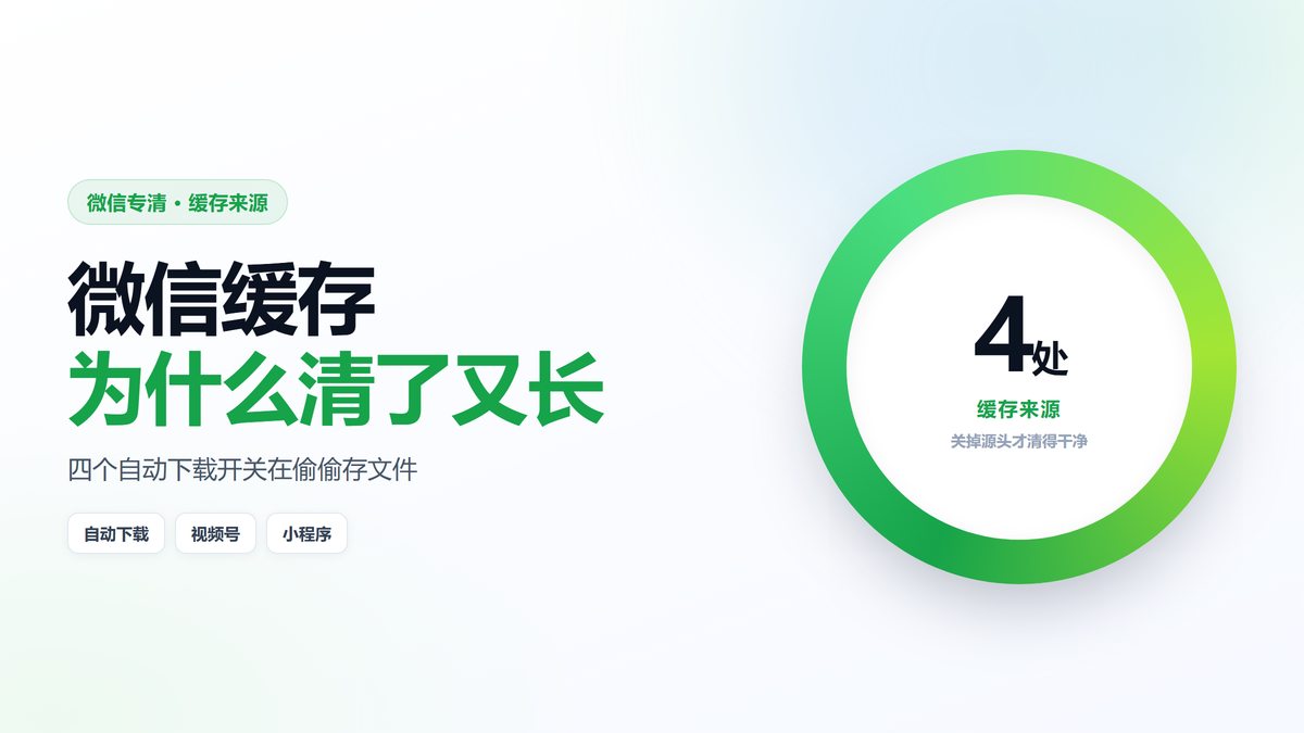 微信缓存四个来源示意图 自动下载与视频号占主因