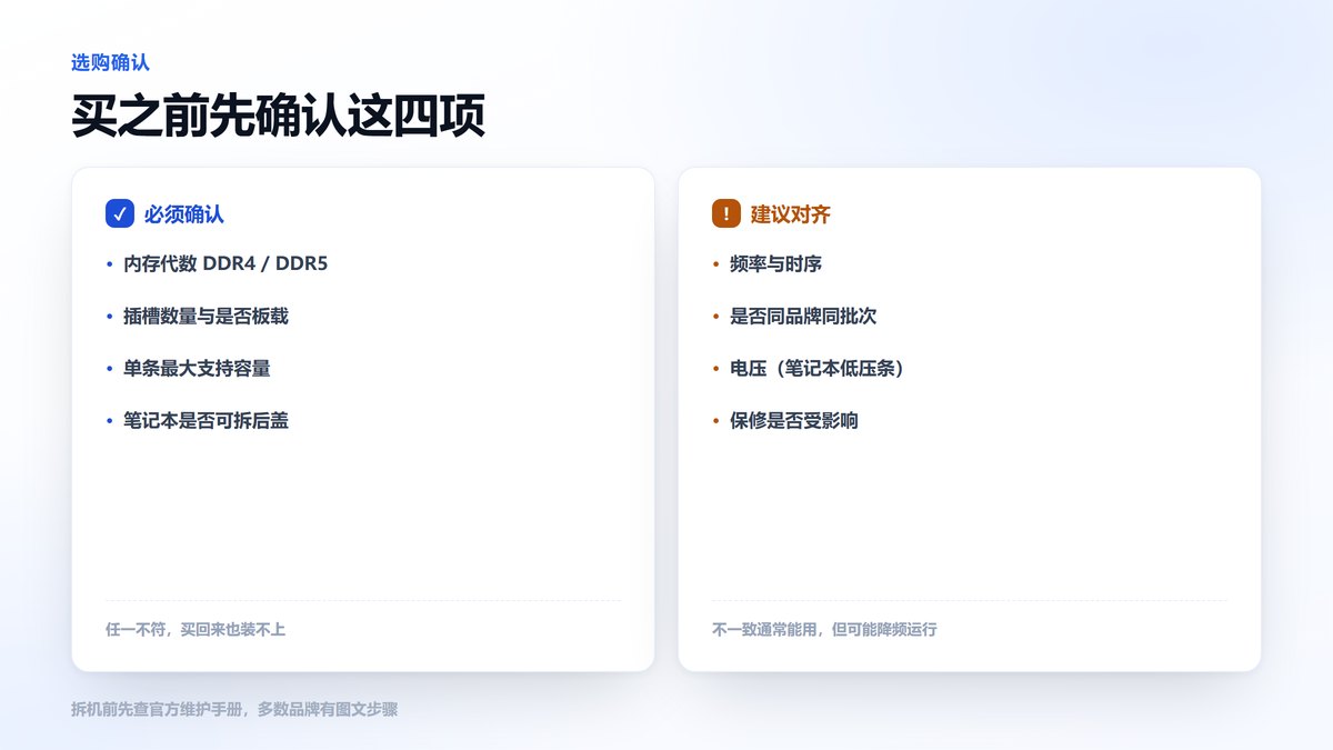 购买内存条前需要确认的四项要素清单